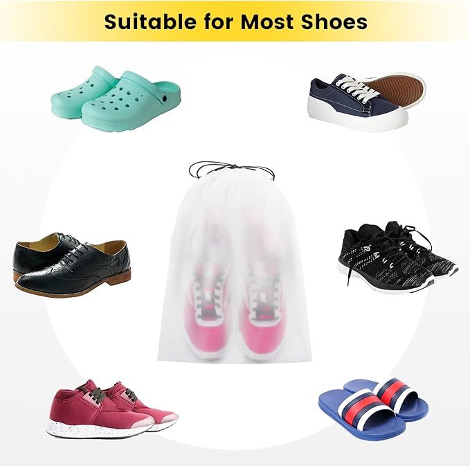 Vorspack Shoe Bags for Travel - 12 Pcs Transparent Drawstring Backpack Travel Shoe Bag Clear Drawstring Bag Large Shoe Organizer with Rope Travel Essentials for Men Women