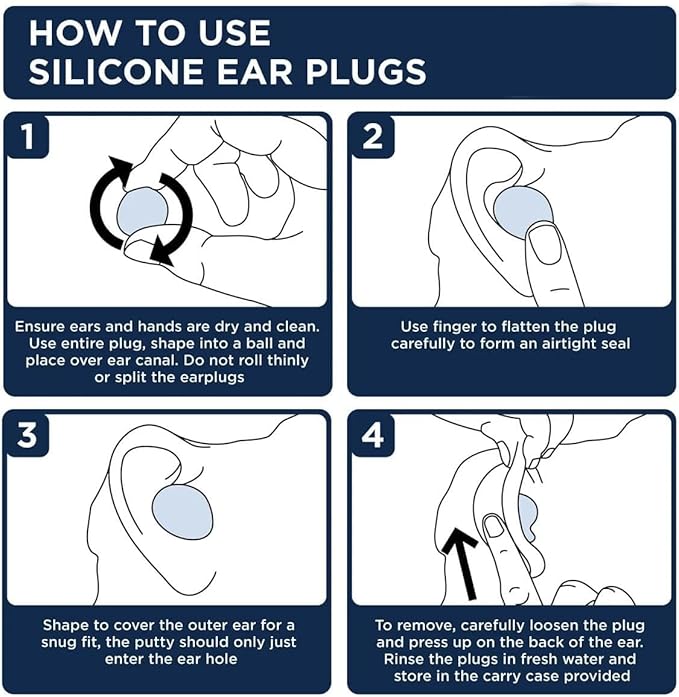 6 Pair Moldable Ear Plugs for Sleeping, Swimming, Concerts, Travel and Studying - Noise Cancelling Soft Silicone Ear Plugs for Kids & Adults, Waterproof Earplugs Noise Reduction 32 dB