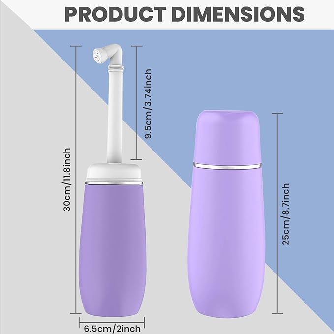 Portable Bidet for Travel - Friendly Handheld Personal - Peri Bottle - with 400ml Capacity, Convenient & Leakproof Design for Personal Hygiene Cleaning - Portable Bidet for Women and Men. (Purple)