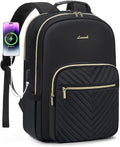 LOVEVOOK Laptop Backpack for Women 18.4 inch,Cute Womens Travel Backpack Purse,Professional Laptop Computer Bag,Waterproof Work Business College Teacher Bags Carry on Backpack with USB Port,Black