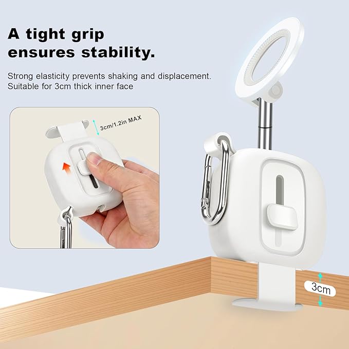 koolehaoda Airplane Phone Holder for Magsafe Air Plane Travel Essentials Magnetic Phone Mount Compatible with iPhone 17-12 Galaxy Mag-Safe Case, Handsfree for Long Flight Flying - White