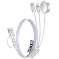 1Pack Multi Charging Cable Cord for Travel Essentials,Apple Watch Charger,iPhone Charger,[3-in-2] Type C/Lightning Cable Portable Designed for iWatch,iPhone 17-8,Galaxy S25-21,AirPods,iPad-1.5M Purple