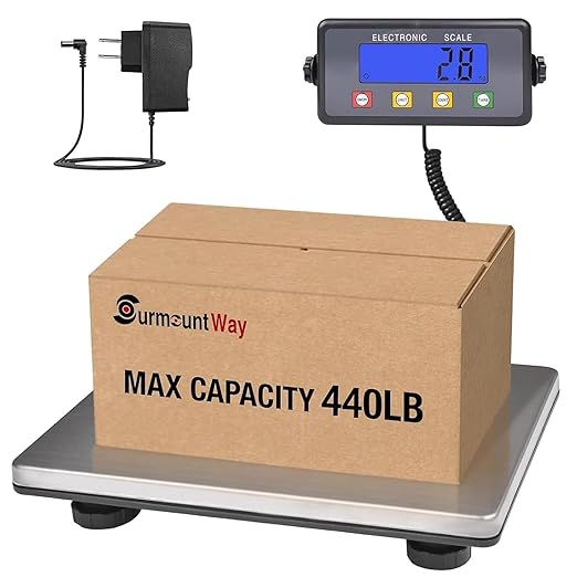 SurmountWay Large Shipping Scale, 440lb/0.2lb Digital Postal Scale with Tare/Count/Auto-Off Function, High Accurate Shipping Scale for Packages,Small Business,Luggage,Warehouse,Home (15.3"x11.8")