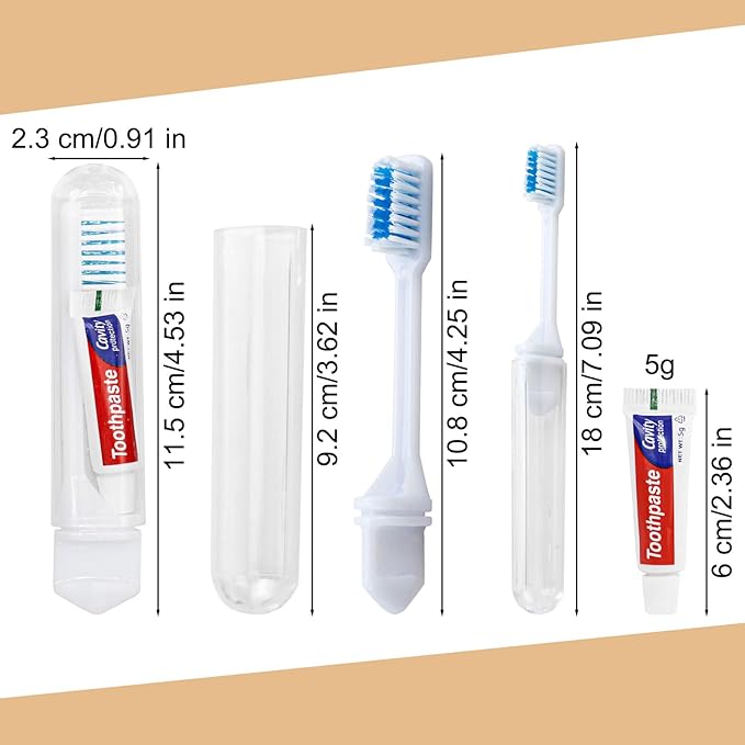 Travel Toothbrush, Toothbrush and Toothpaste, Individually Packaged with Storage Box, Foldable Storage, is Suitable for Travel, Camping, Business Trip (PACK-50)