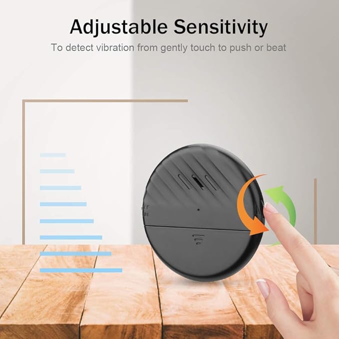 WSDCAM Ultra-Slim Glass Break Detector - 125dB Alarm, Vibration Sensor for Home Security - 4 Pack - Black