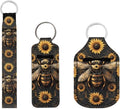 Suobstales 3Pcs Travel Bottles Keychain Holder Set,Travel Bottle Sleeves+Neoprene Chapstick Holders+Lanyard Keychain