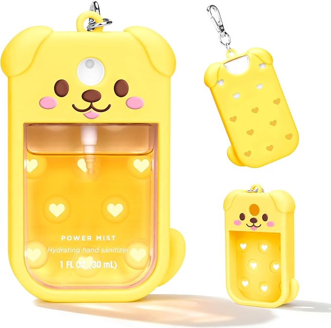 Dog Silicone Case for Touchland Hand Sanitizer Spray with Keychain, Compatible with Power Mist & Glow Mist 1 FL Oz/30ML for Touchland Case, Cute Travel Cover Sleeve