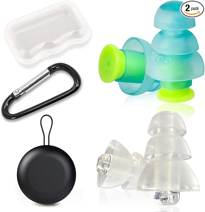 Airplane Ear Pressure Relief Ear Plugs - Painless Flying - Noise Reduction Travel Earplugs - Plane Travel Essentials - Comfortable Reusable Filtered Flight Ear Plugs for Adults - 2 Pairs