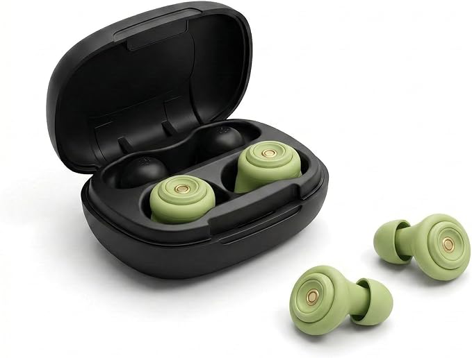 50dB Green Noise Cancelling Ear Plugs for Sleeping - Reusable High-Fidelity Earplugs for Snoring, Concerts, Travel, Side Sleepers, Silicone Ear Plugs with 10 Comfort Tips