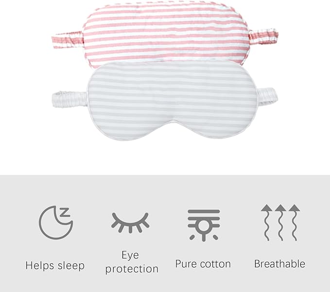 HBHLFZ Sleep Mask 2 Pack - Bamboo Viscose Fiber Sleeping Eye Mask - with Elastic Band/Headband - Comfort Sleeping Shade - for Nighttime Sleeping, Traveling & Napping（Light Pink，Silver）