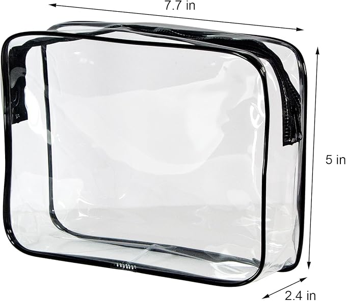 1-Pack Clear TSA Approved Toiletry Bag, Quart Size Travel Organizer, Water Resistant, Travel Cosmetic & Makeup Bags, Carry-On Airport Compliant Bag (1, Black)