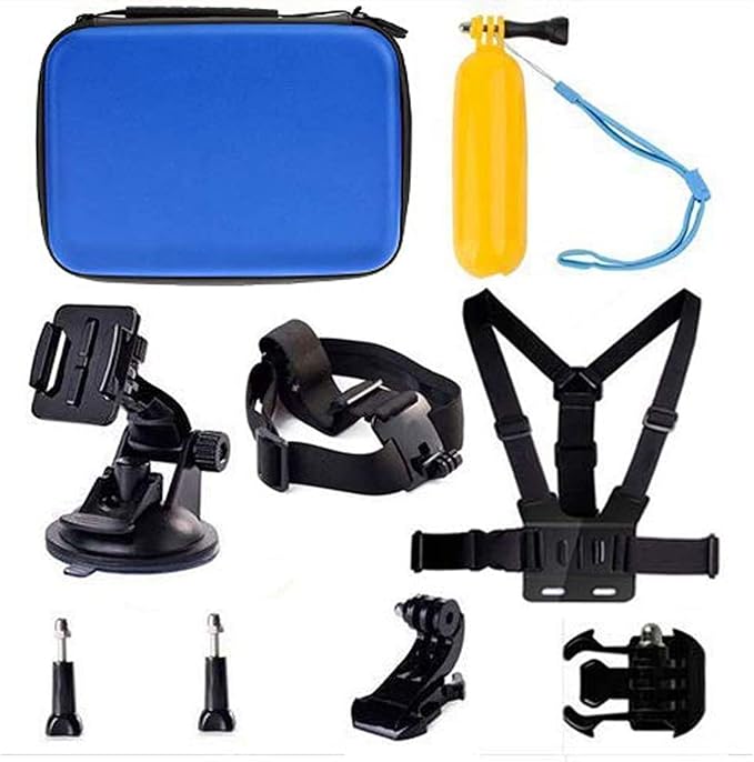 Navitech 8 in 1 Action Camera Accessory Combo Kit with Blue Case - Compatible with GOOKAM 4K Action Camera