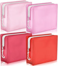 4 Pack TSA Approved Travel Toiletry Bags Frosted Translucent Leak-proof Cosmetic Makeup Bags for Women Men Travel Organizer Airport Security(Red,6.7 x 5.5 x 1.8 Inch)