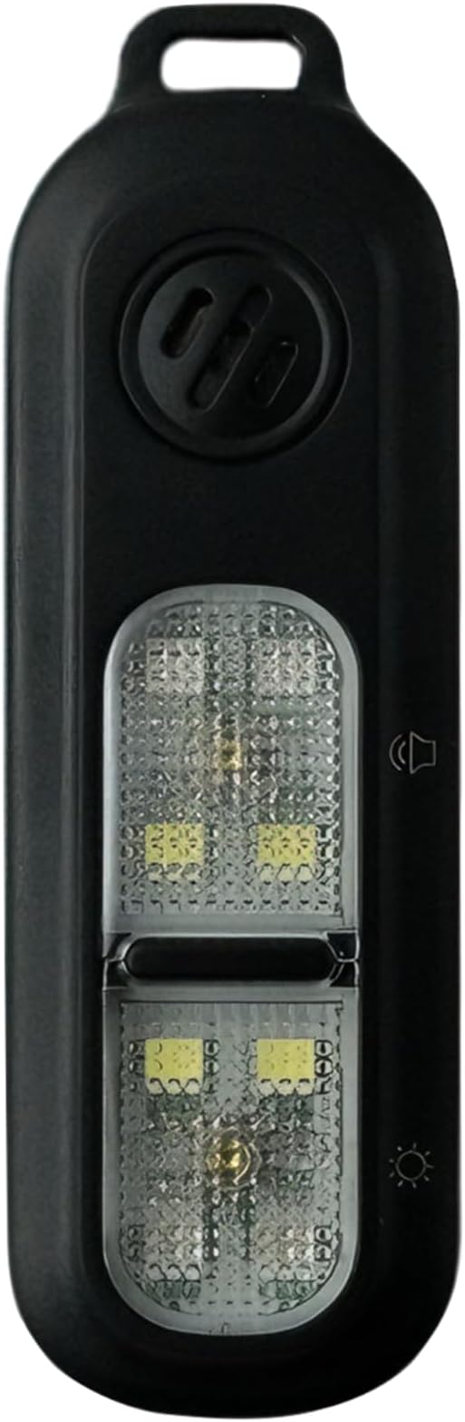 130DB Rechargeable Personal Alarm | One-Button Alarm | 4 Flash Light Modes | Equipped with a Back Clip | Free Keychain Included | Ideal for Women, Kids and the Elderl（Black