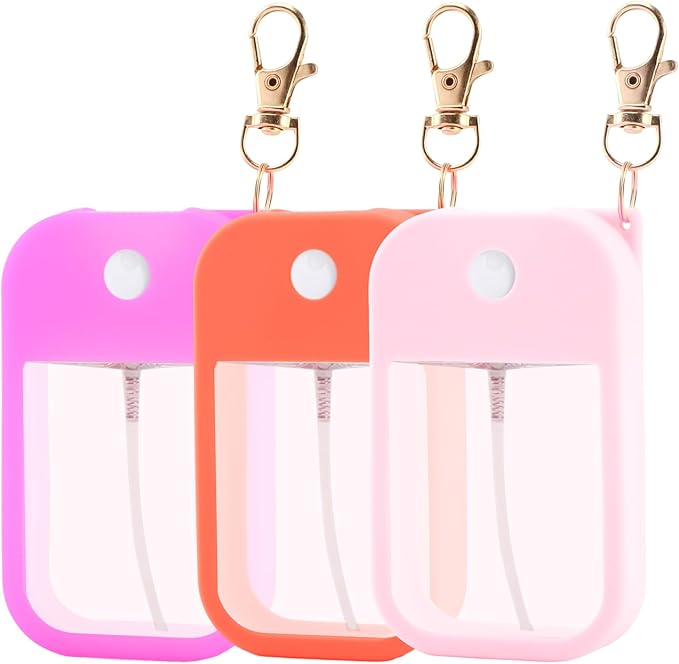 Hand Sanitizer Spray Accessory, Compatible with Touchland Power Mist/Glow Mist 1oz bottles, Silicone Case with Keychain and Storage Box
