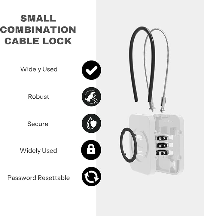 Cable Lock with Combination, Combo Cable Lock with Code, Small Padlock Combination, Combo Padlock for Travel Luggage, Backpack, Bag Zipper, Locker, Tool Box, Bike Basket (Non-Luminous)