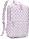 Checkered Backpack for Women Fashion Backpacks with Laptop and Multi Compartment for Travel and Work Light Purple Check