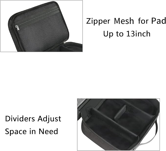 MATEIN Cable Organizer Bag, Large Travel Storage Bag Sturdy Tool Case with Handle for Phone Cord Electronics Accessories, Carrying Case for Tablet (Up to 12.9inch), Powerbank, Hard Drive, Black