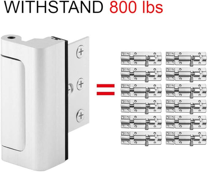 4 Pack Door Reinforcement Locks with 16 Screws, Home Security Door Lock Stop for Toddler, Childproof Door Lock Night Lock Withstand 800 Lbs White