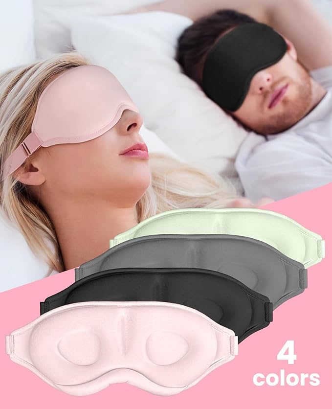 Sleep Mask for Side Sleeper Women Men, Light Blocking Eye Mask for Sleeping, 3D Contoured Cup Sleeping Mask for Zero Eye Pressure, with Adjustable Elastic Strap for Sleep Travel, Grey
