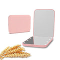 Kintion Wheat Straw Pocket Mirror, 1X/3X Magnification Travel Mirror for Purse, Folding Handheld Mirror, Small Lighted Compact Mirror for Gift, Pink
