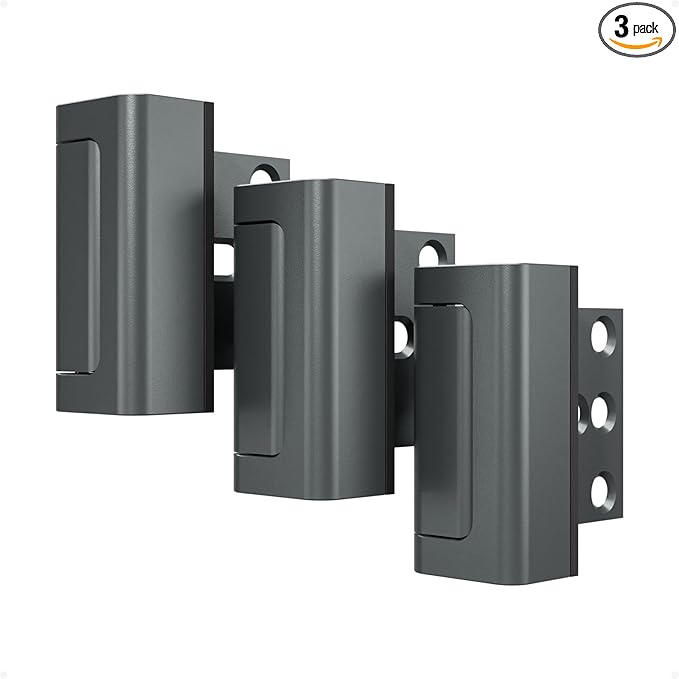 3 Pack Home Security Door Reinforcement Lock, Childproof Safety Door Lock Latch Stopper, Removable Screw-Mounted, Prevent Home Unauthorized Entry, Aluminum Construction, Withstands 800 lbs