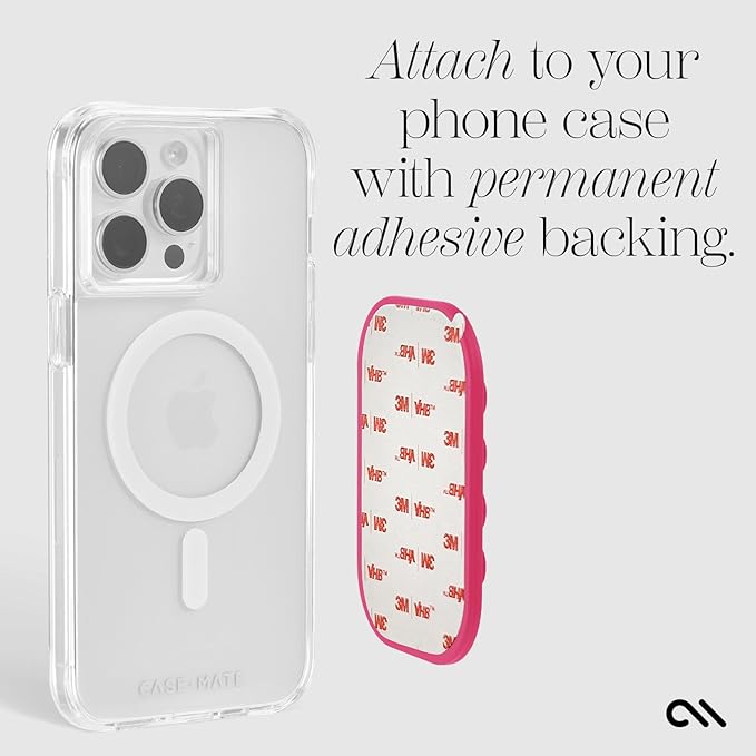 Case-Mate Adhesive Suction Cup Phone Mount - Sticky Phone Grip with Strong 3M Adhesive - Anti-Slip Phone Holder - Content Creator Essentials - Compatible with iPhone, Android Phones & Cases - Fuchsia
