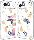 Compatible with iPhone 17 Air Case Card Holder for Women Cute Design,Wallet Phone Cases Transparent Cool Kawaii Protective (Clear Lovely Bears Funny)