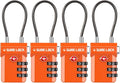 SURE LOCK TSA Approved Luggage Locks – 3-Digit Combination Cable Lock with Red Indicator, Large Dial & Easy-Press Button for Suitcases and Backpacks – Multi-Pack & Color Options