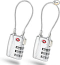 2 Pack TSA Approved Travel Luggage Locks, Long Cable Combination Lock Alloy, Metal Keyless 3-Digit Padlocks, Weatherproof TSA Accepted Padlock for Toolbox Gym Locker Golf Bag Case Backpack-Silver