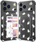 Compatible with iPhone 17 Pro Max Case Card Holder for Women Cute Design,Wallet Phone Cases Transparent Cool Kawaii Protective (Clear Ghosts Halloween Hallowmas)