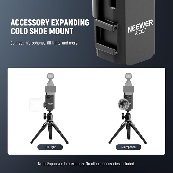 NEEWER BASICS Pocket 3 Extension Mount Adapter Compatible with DJI Osmo Pocket 3 Accessories, Protective Cage Bracket Mic Holder Clamp Stand with Cold Shoe for Tripod Vlog Video Recording, AC017