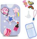 Refillable Spray Bottle Keychain with Silicone Case, Customizable with 8 Charms for 1.69oz/50ml Liquid, Portable Leakproof Travel Accessory (Blue)