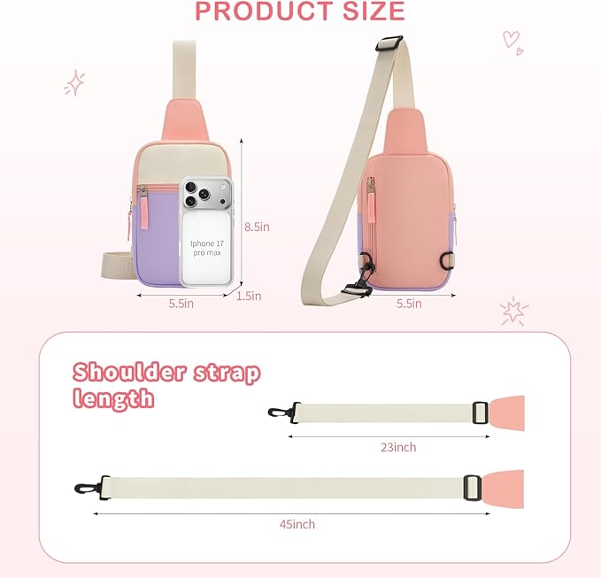 Graduation Mothers Day Gifts for Daughter Teen Girl Her, Fanny Pack Birthday Gifts for 8 9 10 11 12 Year Old Girls, Preppy Crossbody Bag, Adjustable Sling Bag Purse Trendy Stuff Kids Travel Essential