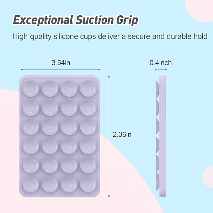 Magnetic Suction Phone Mount for MagSafe Case,Silicone Sticky Phone Grip Holder for iPhone,Removable Hands-Free Selfie/Video for TikTok & Instagram Influencer/Creator (Lavender)