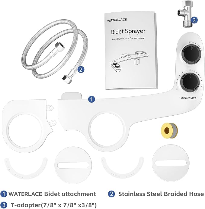 Bidet Attachment for Toilet Seat Water Pressure - Non Electric Bidets Self Cleaning Sprayer - Portable Slim Dual Nozzle Bidet Attachments Toilets - Adjustable Bidets Wash Butt Cleaner for Bathroom