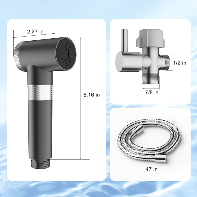 FEELSO Handheld Toilet Bidet Sprayer with Filter, Adjustable Water Pressure Filtered Jet Spray for Toilet with Leak-Proof Bidet Hose for Diaper Sprayer, Feminine Hygiene, Pet Shower & Muslim Shower