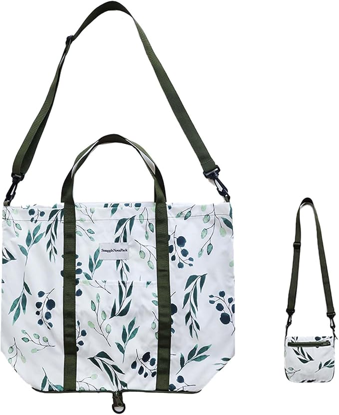 Foldable Travel Tote Bag, Water-Resistant Tote Bag with 3 External Mesh Pockets for Travel, Daily Use, Outdoor