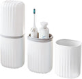 Topavatop Toothbrush Travel Case, 2 in 1 Toothbrush Holder and Rinse Cup, Large Capacity Toothbrush Cup with Cover, Portable Travel Toothbrush Holder for Traveling, Camping, Trip - 1Pcs - White