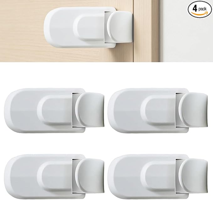 Child Proof Door Lock, Door Lock, Snap-On Door Knob Safety Lock & Door Handle Child Lock, The Childproof Lock Toddlers Can't Reach, and Renters Can Actually Use (4pcs)