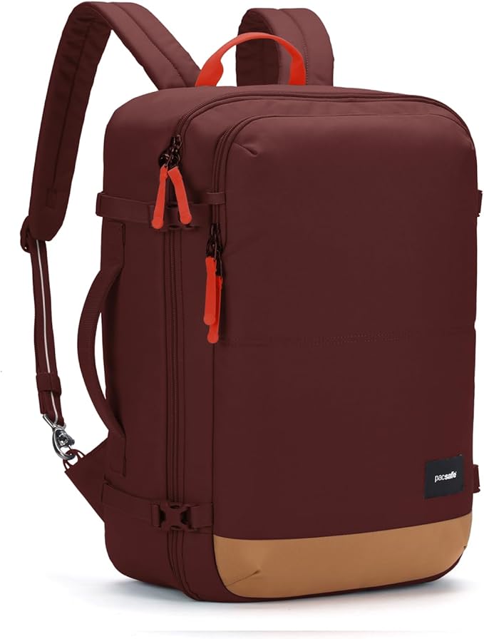 Pacsafe GO Anti Theft 34L Carry-on Backpack, Garnet Red