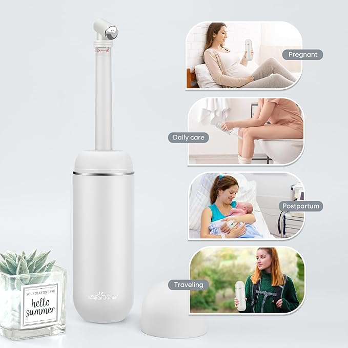 Easy@Home Portable Bidet for Travel: Handheld Sprayer Kit - Personal Hygiene Peri Bottle for Women & Men | Perineal & Postpartum Care Essentials | 380mL (12.8 oz) Large Capacity Bottle | EPB-01 Grey