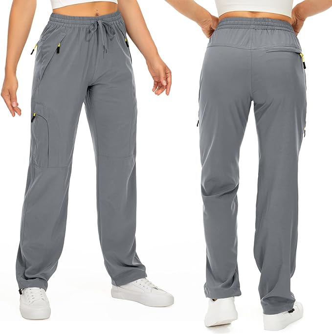 Womens Hiking Pants Quick Dry UPF 50 Lightweight Travel Golf Cargo Safari Pants Zipper Pockets