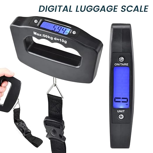 3 Pack Luggage Scale, 50 Kg/110 Lbs Suitcase Weight Scale with LCD Display Backlight, Portable Buckle Webbing Digital Fishing Scale for Travelers and Fish Weighing, (Battery not Included).