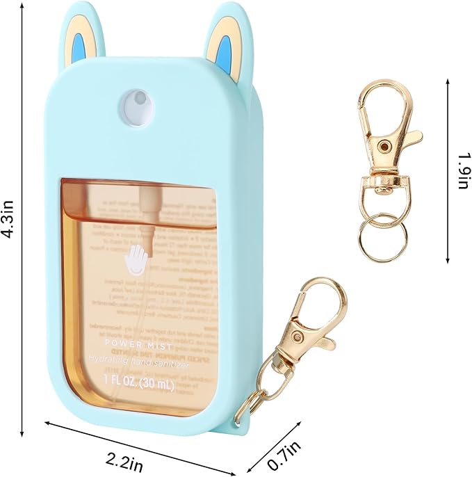 2 Pack Silicone Case for Touchland Hand Sanitizer Spray – Protective Soft Cover with Keychains for 1 FL OZ/30 mL(Blue&Pink)