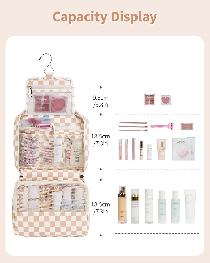 Narwey Small Hanging Travel Toiletry Bag for Women, Travel Bag for Toiletries, Makeup Bag Organizer Cosmetic Bags Make Up Bags for Girls