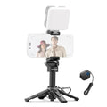 NEEWER Mini Tripod for Phone, Lightweight Foldable Small Selfie Stick Cell Phone Clamp Desk Stand with Remote & Cold Shoe Mounts Compatible with iPhone Android Samsung for Video Recording, PA986 Black