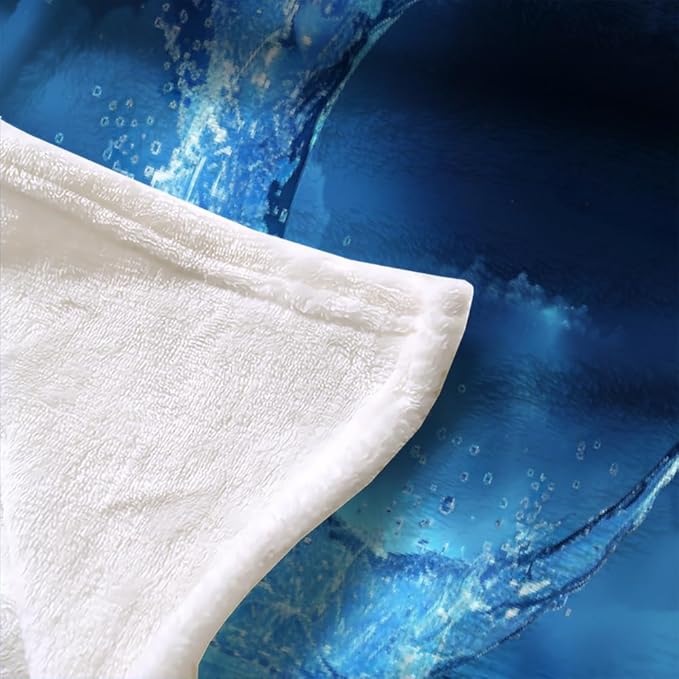 Ocean Blue Blanket Twin Size, Blue Moon Fleece Blanket for Couch Bed Sofa, Midnight View Blankets and Throws, Dreamy Mystic Super Soft Cozy Plush Flannel Blanket 60x80, Decor & Gift