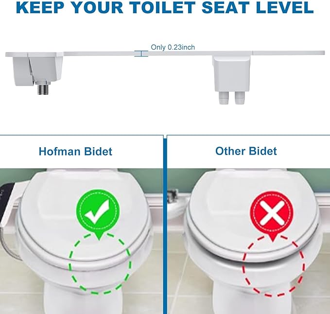 Toilet Bidet Attachment, Non-Electric Dual Nozzle (Feminine/Bidet Wash), Self-Cleaning Fresh Cold Water Sprayer Bidets for Toilets with Adjustable Water Pressure (Paddle Shifters, White)