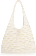 COOKOOKY Crochet Beach Tote bag Summer Beach Bag for Women Aesthetic Mesh Tote Bag Hippie Bag Knit Bag